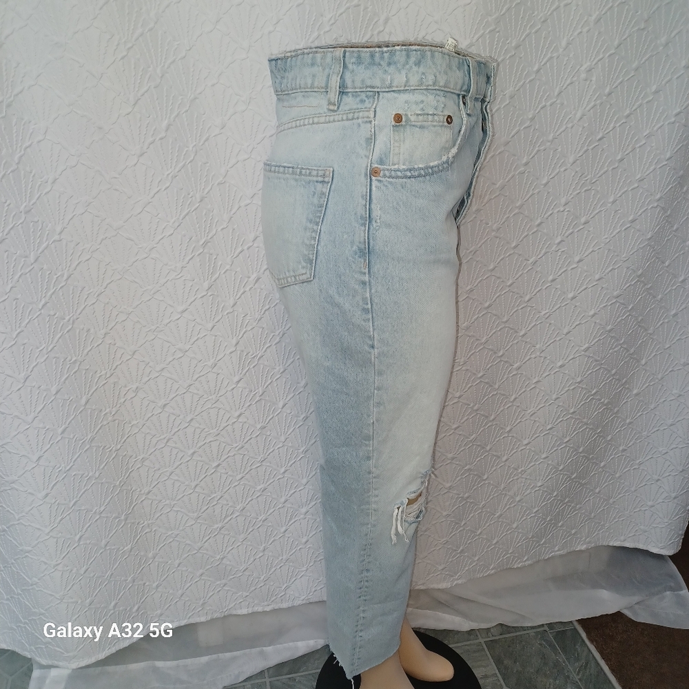 Zara Women Jeans Size 6 Blue Ankle Cropped Distressed Jeans - Picture 6 of 15